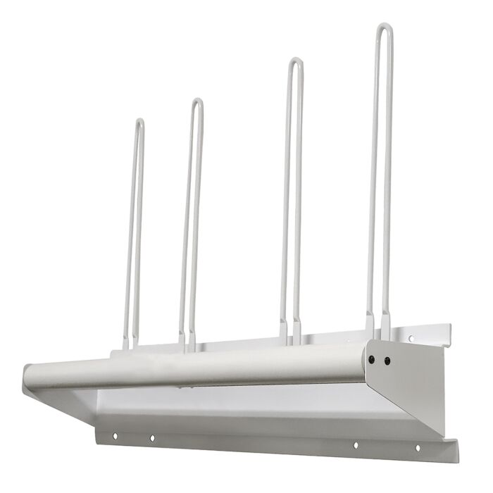 Wall Mounted Steel Apron Rack, Towel Bar Style, with Four Glove Holders