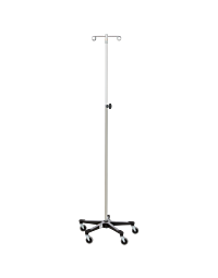 Blickman 2 Hook Stainless Steel IV Stand with Tru-Loc (5 Legs)
