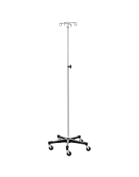 Blickman 4 Hook Stainless Steel IV Stand with Tru-Loc (5 Legs)