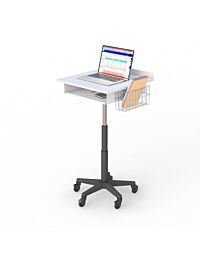 Mobile Laptop Computer Cart on Wheels with Storage – Adjustable Workstation
