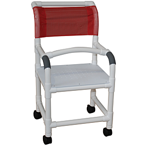 PVC Shower Chair w/Flat Stock Seat and Lap Security Bar (18" Width)