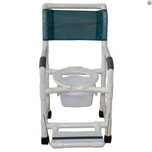 Deluxe PVC Shower Chair with Folding Footrest and Square Pail (18" Width)