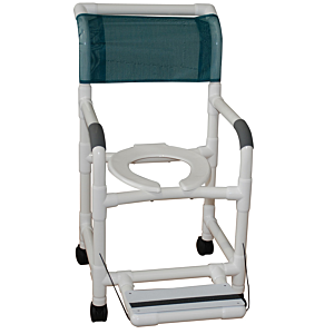 Deluxe PVC Shower Chair with Folding Footrest (18" Width)