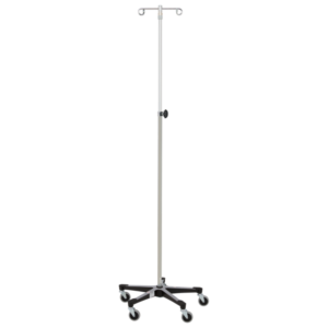 Blickman 2 Hook Stainless Steel IV Stand with Tru-Loc (5 Legs)