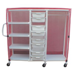 Combo PVC Cart with Storage Bins / Shelves / Clothes Closet (8 Bins)
