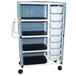 Specialty PVC Cart with Shelves / Storage Bins (8 Bins)