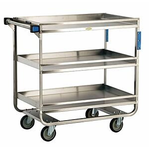 Heavy Duty Three Shelf Cart with Guard Rail (700 lb weight capacity)