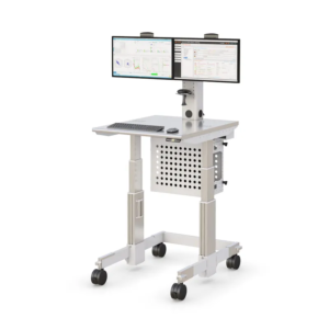 Height Adjustable Dual Monitor Clean Room Mobile Workstation