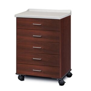 Molded Top, Mobile Treatment Cabinet with 5 Drawers
