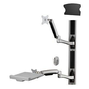 Sit-Stand Combo Workstation Wall Mount System with Extended Display Arm
