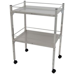 MRI Non-Magnetic Stainless Steel Table with Guard Rails and Lower Shelf