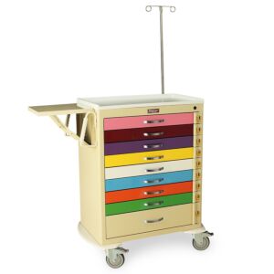 MRI-Conditional Narrow Seven Drawer Anesthesia Cart Key Lock Specialty Package