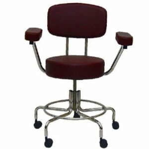 MRI Non-Magnetic Adjustable Stool with backrest, arms & Casters (16 - 22 in.)