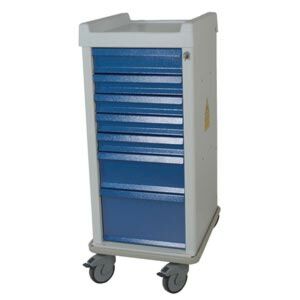 MRI-Conditional Narrow Seven Drawer Anesthesia Cart Key Lock Standard Package