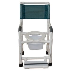 Deluxe PVC Shower Chair with Folding Footrest and Square Pail (18" Width)
