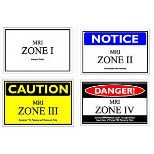 MRI Zone Sign 4 Pack