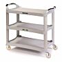 500 lb Capacity Three Shelf Plastic Utility Cart with Dual Handle