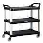500 lb Capacity Three Shelf Plastic Utility Cart with Dual Handle