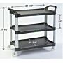 500 lb Capacity Three Shelf Plastic Utility Cart with Dual Handle