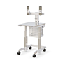 Height Adjustable Dual Monitor Clean Room Mobile Workstation