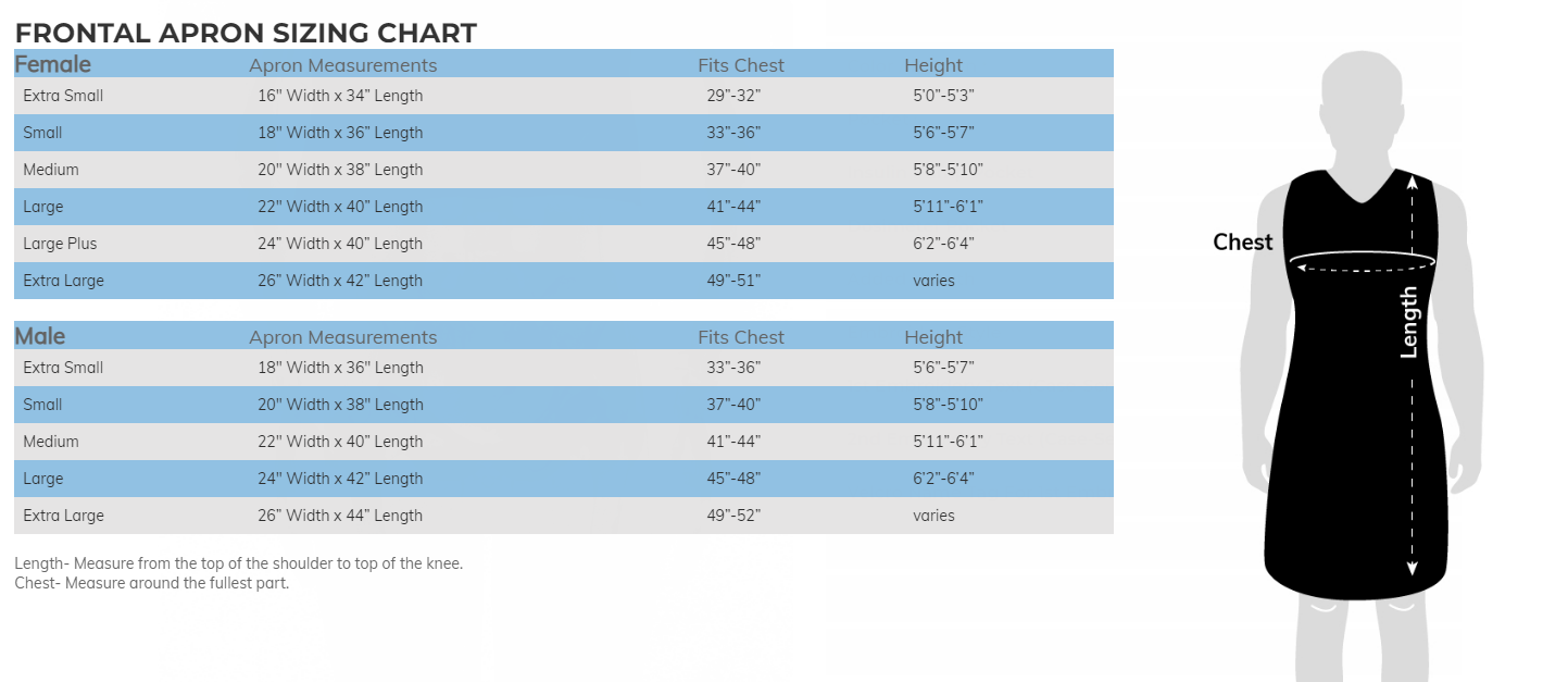 Apron Sizing Chart